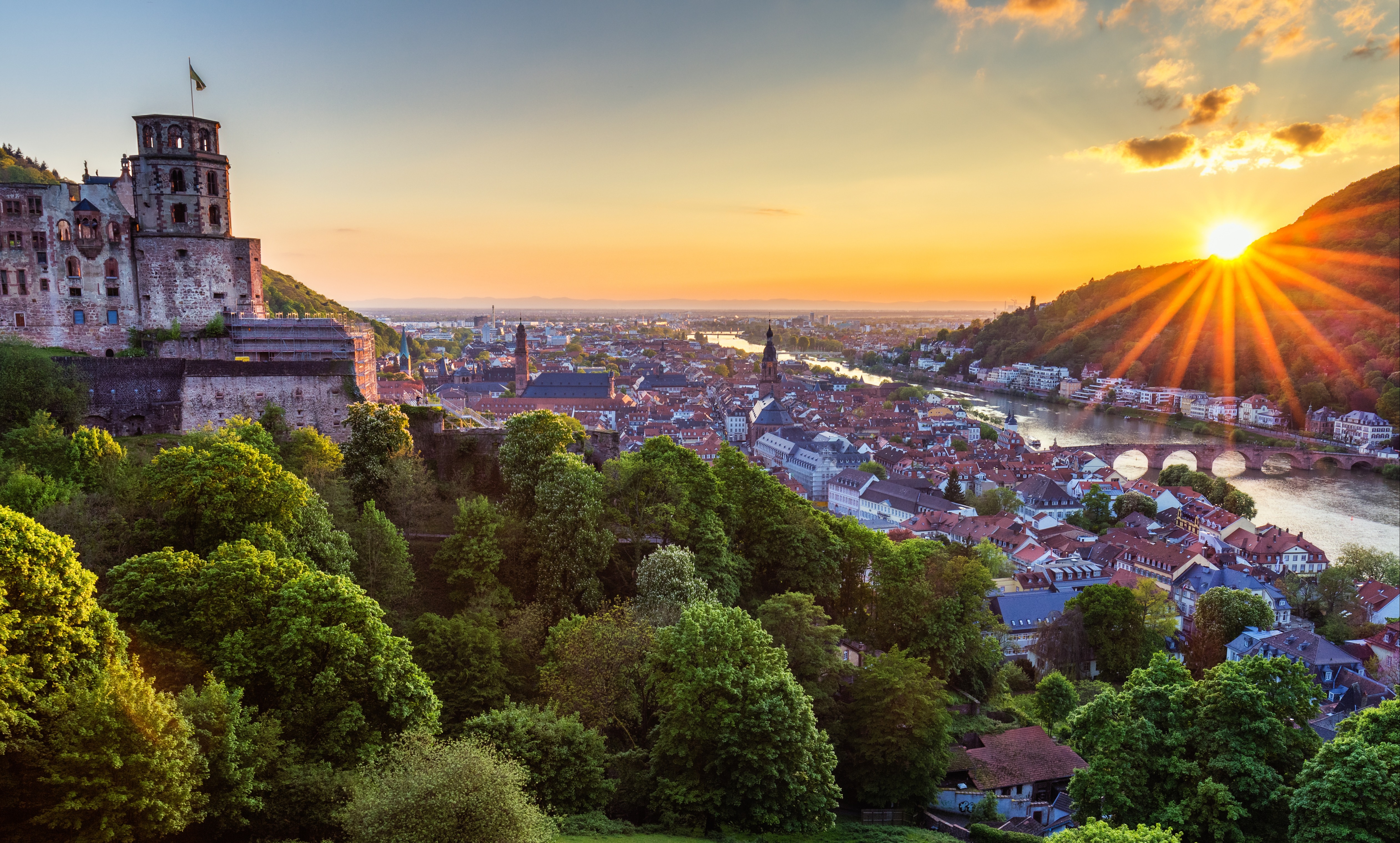 Rhine River through Heidelberg, Germany