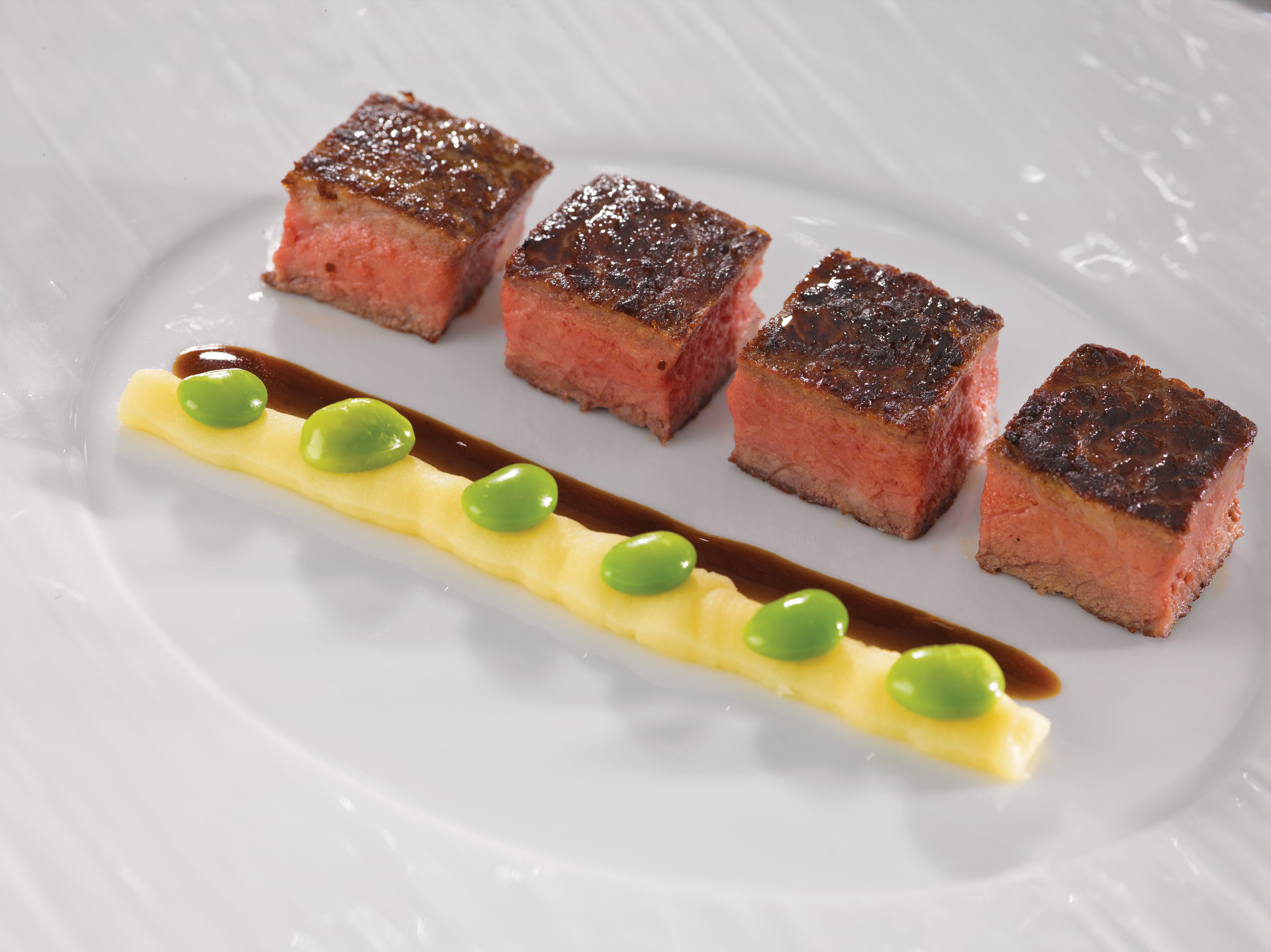 Seared Kobe Beef sous vide with Valrhona sauce at La Reserve on Oceania.