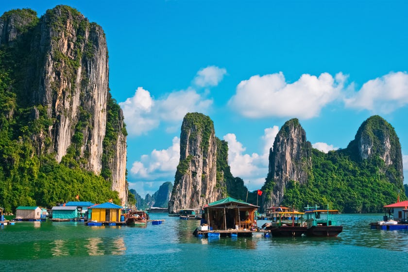 Vietnam's famous rock formations of Ha Long Bay are a must-see.