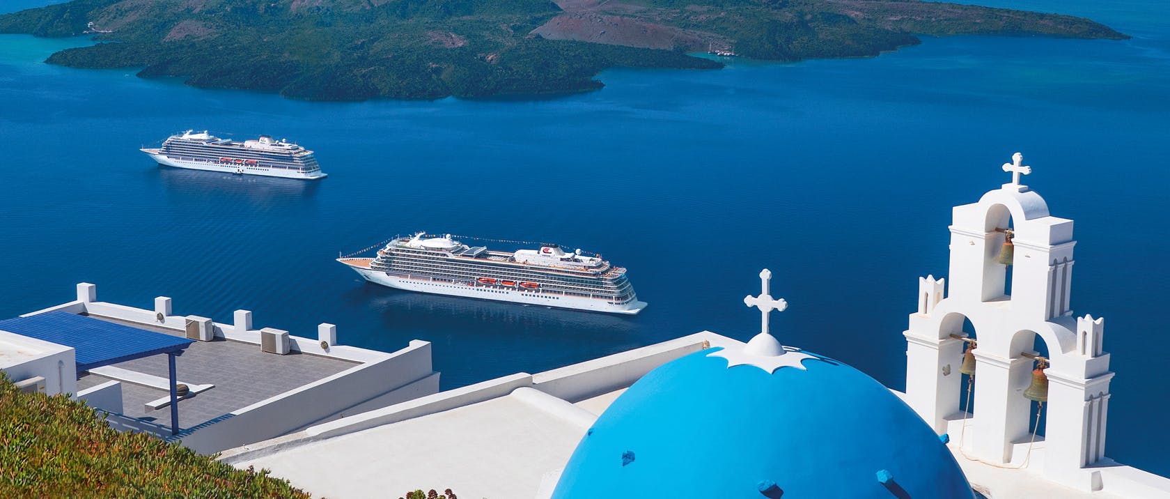 Viking Ocean vessels in Santorini, Greece