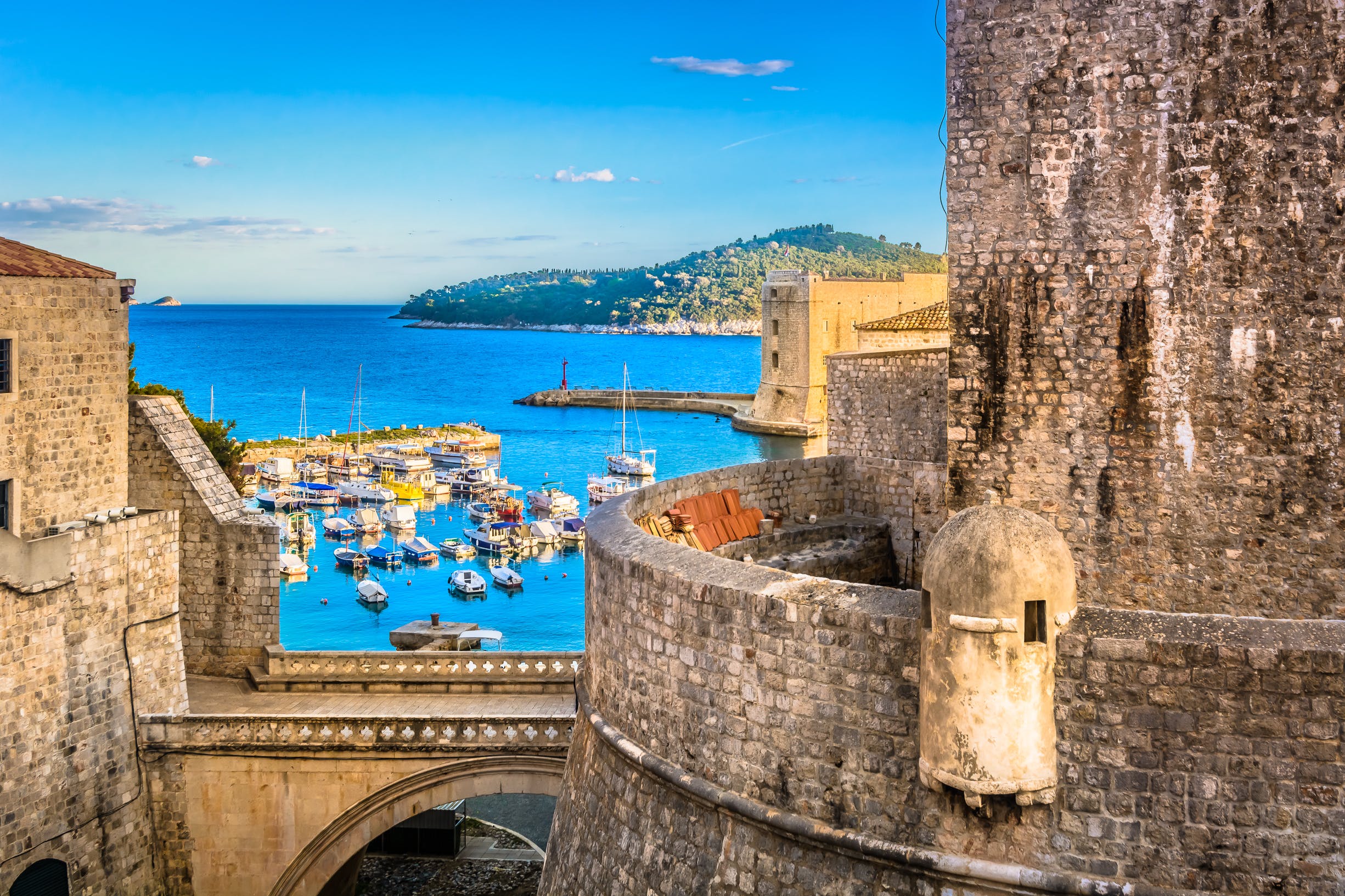 Ancient city walls still protect Old Town in Dubrovnik as they have for centuries.